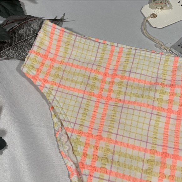 NWT Billabong [ Large ] Pretty in Plaid Maui‎ Bikini Bottoms Orange Yellow - Picture 5 of 11